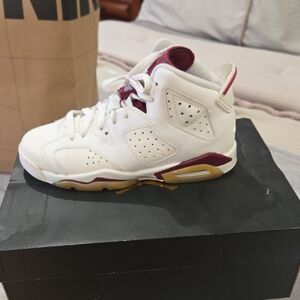 Nike Kids White and Maroon High-Top Sneakers